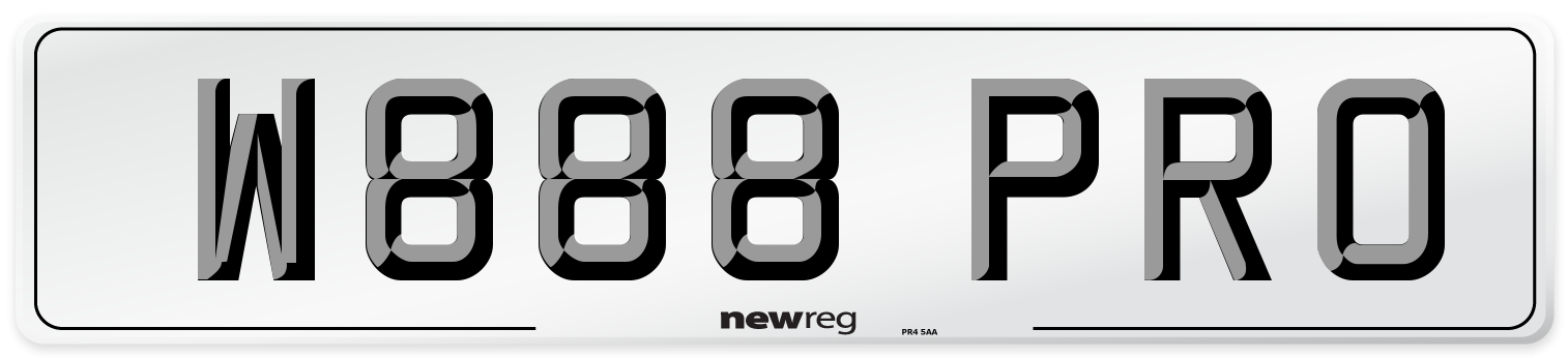 W888 PRO Number Plate from New Reg
